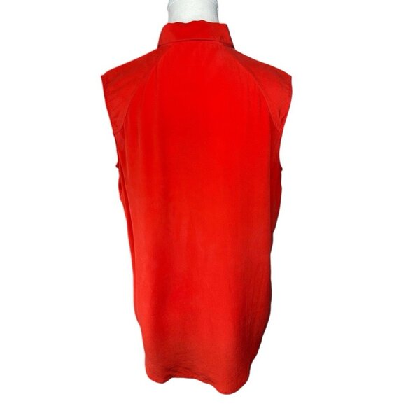 Everlane Women's Red The Washable Silk Relaxed Designer Sleeveless Shirt L/C42 - Picture 4 of 11